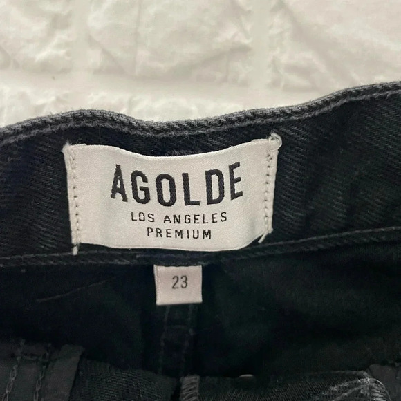 Agolde Dee ultra high rise denim in faded black - Picture 5 of 11